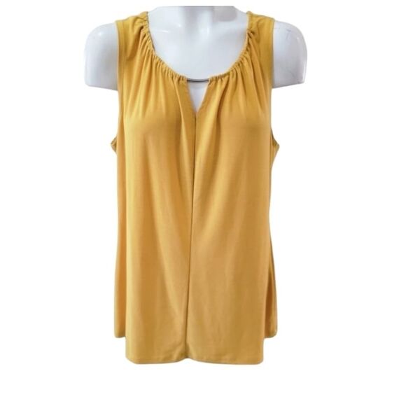 Diana Belle yellow sleeveless blouse top size XL polyester blend - Picture 1 of 5